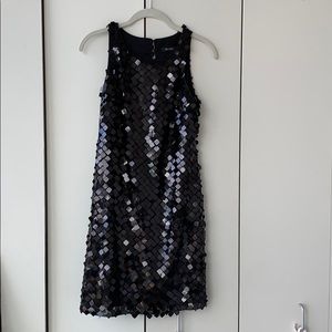 Black Lined Unique Geometric Sequin Cocktail Dress